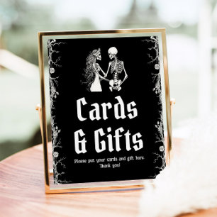 Poster Símbolo Gótico do Halloween Skeleton Cards and Gif