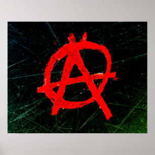 Póster Símbolo Grungy Red Anarchy