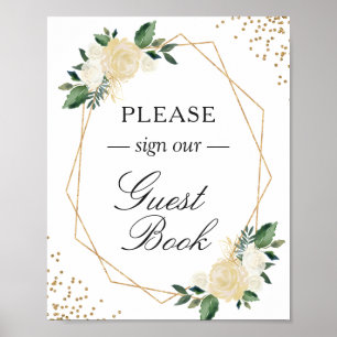 Poster Símbolo Guestbook Glitters Dourados Greenerados Fl
