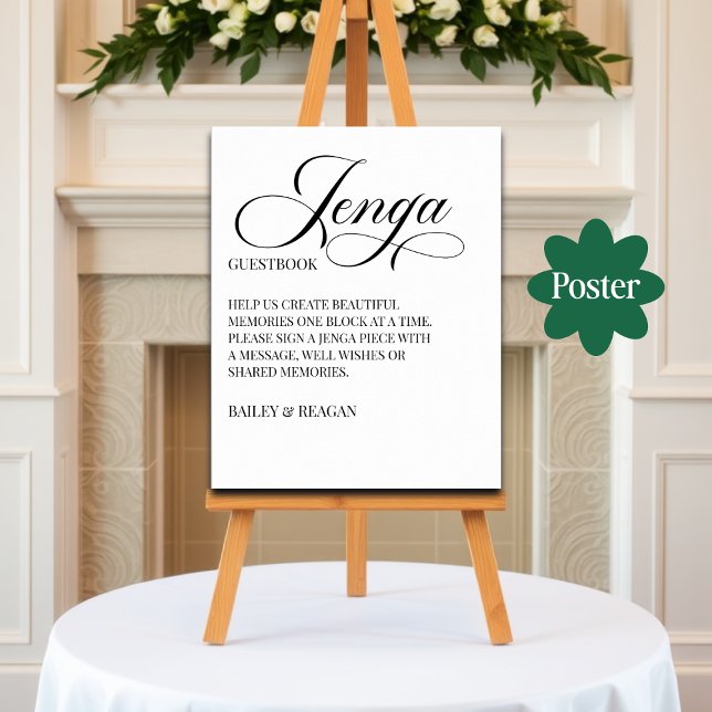 Poster Símbolo Guestbook Jenga para Casamento de Caligraf (Criador carregado)