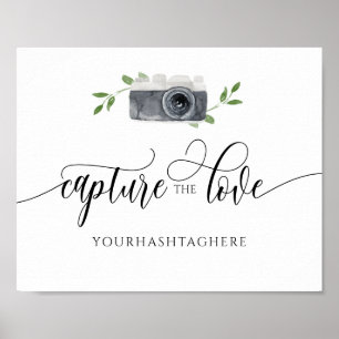Poster Símbolo Hashtag de Casamento Compartilhar Câmera