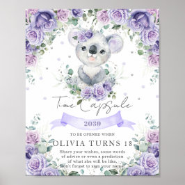 Poster Símbolo Horário do primeiro aniversario Purple Flo