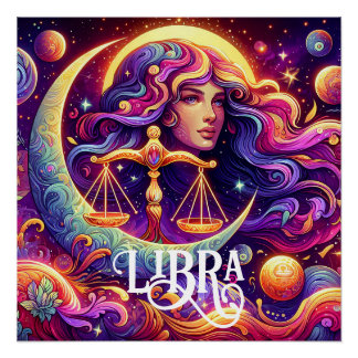Póster Símbolo Horoscópico Libra Zodiac Arte Mística Eéti