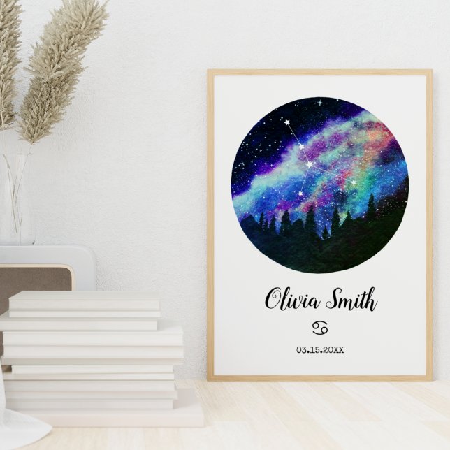 Poster Símbolo Horoscópio Cancer de Constelação Azul Pres (Criador carregado)