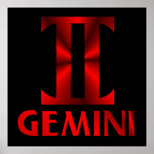 Póster Símbolo Horoscópio Vermelho Gemini