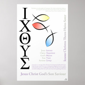 Póster Símbolo Icthus Fish Inglês Ortografia
