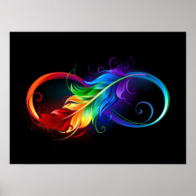 Poster Símbolo Infinito com Pena Arco-Íris (Frente)