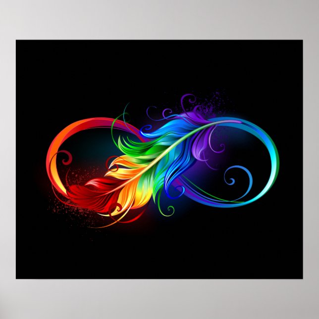 Poster Símbolo Infinito com Pena Arco-Íris (Frente)