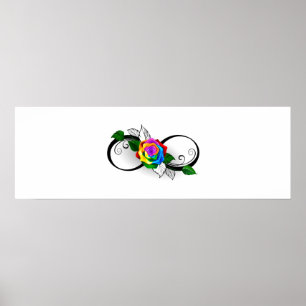 Poster Símbolo infinito com Rosa do arco-íris