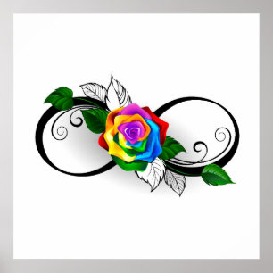 Poster Símbolo infinito com Rosa do arco-íris