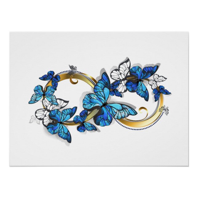 Póster Símbolo Infinito de Borboletas Azuis Morpho (Frente)
