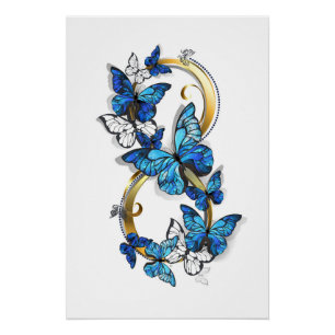 Póster Símbolo infinito de borboletas azuis Morpho