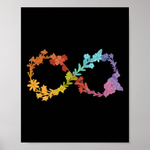 Poster Símbolo Infinito de Neurodiversidade Floral Autism