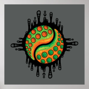 Poster Símbolo Inky Octopus Tentacle Yin Yang