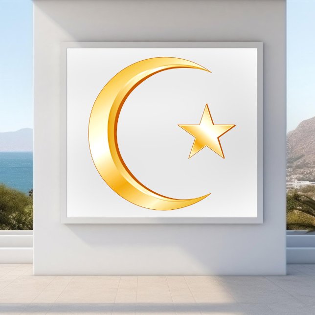 Póster Símbolo Islâmico (Islam Symbol Poster.
Crescent moon and star, symbol of Islam. )