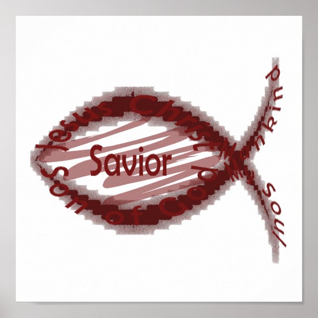 Póster Símbolo Jesus Salvador Fish (Frente)