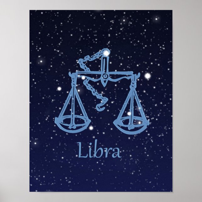 Poster Símbolo Libra Zodiac e Constelação (Frente)