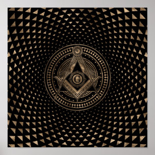 Poster Símbolo maçonário Quadrado e Bússolas