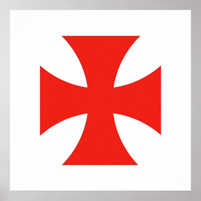 Poster símbolo malta templar tricota vermelho cruz (Frente)
