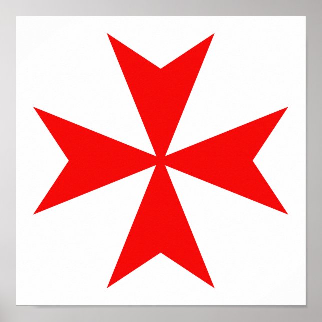 Póster símbolo malta templar tricota vermelho cruz (Frente)