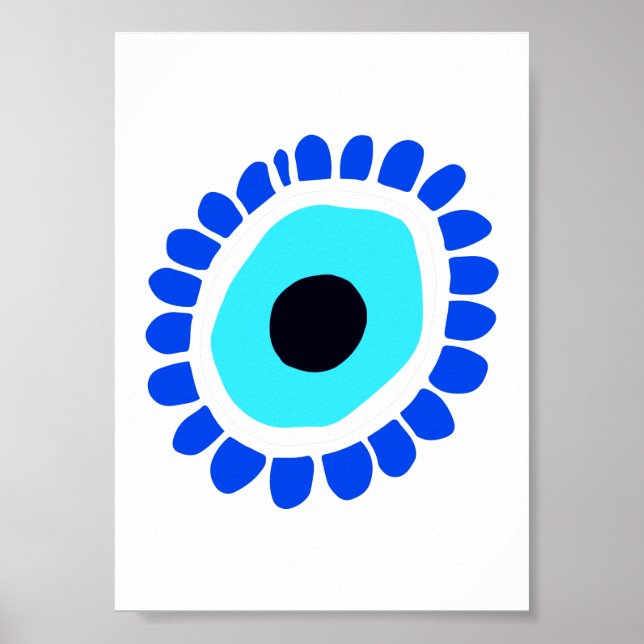 Poster Símbolo Mau de Olho Branco Azul (Frente)