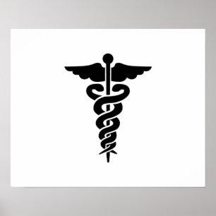 Póster Símbolo médico Caduceus