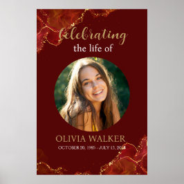 Poster Símbolo Memorial Fotográfico Dourado e Burgundy