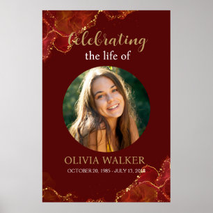 Poster Símbolo Memorial Fotográfico Dourado e Burgundy