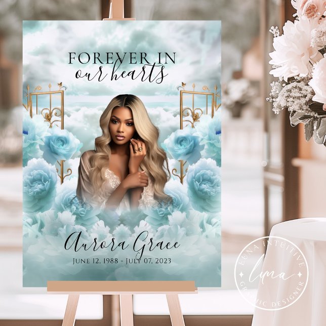 Poster Símbolo Memorial - Rosas Azuis e Portas Douradas - (Criador carregado)