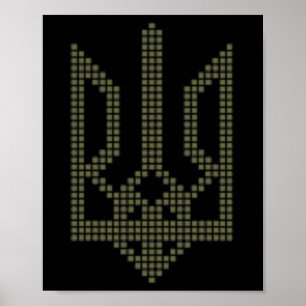 Poster Símbolo Olive Ucraniano Tryzub No Coração - Ucrâni