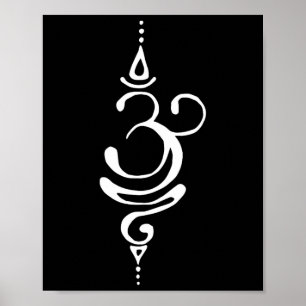 Poster Símbolo Om Respirar em Sânscrito Antigo Yoga Budis