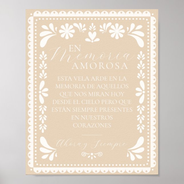 Poster Símbolo Papel Picado Esta Vela Arde Memoria Letrer (Frente)