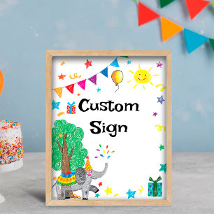 Poster Símbolo Personalizado do Desenhar da Mão do Elefan