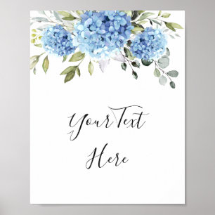 Poster Símbolo Personalizado Eucalyptus Hydrangea Azul El