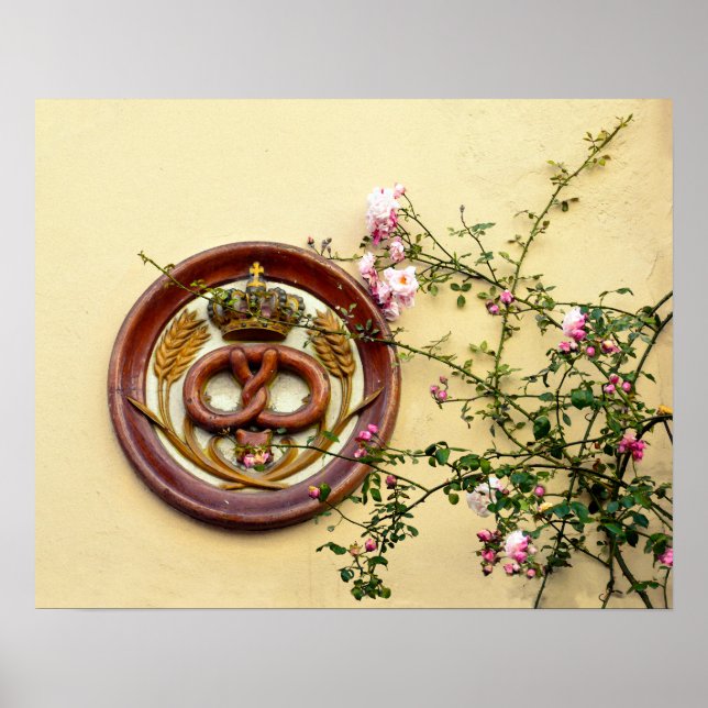 Póster Símbolo Pretzel Crowado e Rosas (Frente)