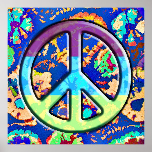 Póster Símbolo Psicodélico Trippy Purple Peace (Frente)