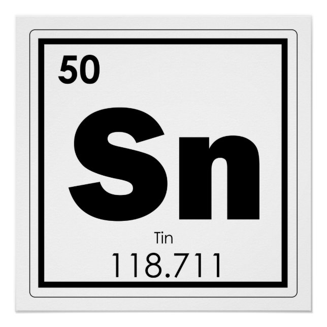 Póster Símbolo químico de estanho geek de fórmula química (Frente)