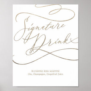 Poster Símbolo Romântico Dourado de Caligrafia Signature 