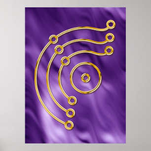 Poster Símbolo RUNA / Ondas Lila DOURADAS