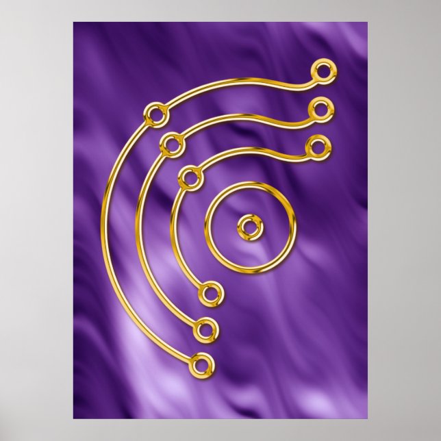 Poster Símbolo RUNA / Ondas Lila DOURADAS (Frente)
