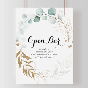 Poster Símbolo Russo de Bar Aberto de Casamento Dourado 