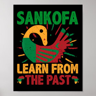 Poster Símbolo Sankofa e Adinkra Gana para a História Neg