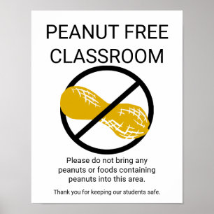 Poster Símbolo sem amendoim de sala de aula sem amendoim