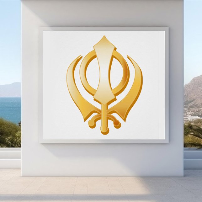 Póster Símbolo Sikh (Sikh Poster, Gold Khanda, symbol of the Sikh religion. )