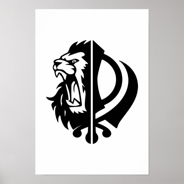 Poster Símbolo sikh khanda com meia-lua (Frente)