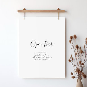 Poster Símbolo Simples de Bar Aberto de Casamento Minima