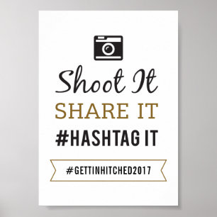 Póster Símbolo simples de hashtag de casamento russo 5x7