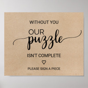 Poster Símbolo Simples Faux Kraft Quebra-cabeça Guestbook