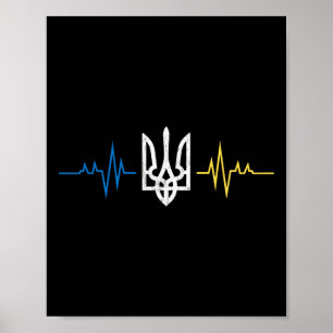 Poster Símbolo ucraniano Tryzub no peito - Ucrânia Tri