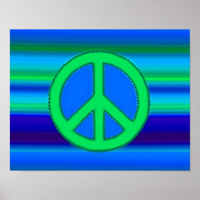 Póster Símbolo verde azul de Fractal e Paz (Frente)